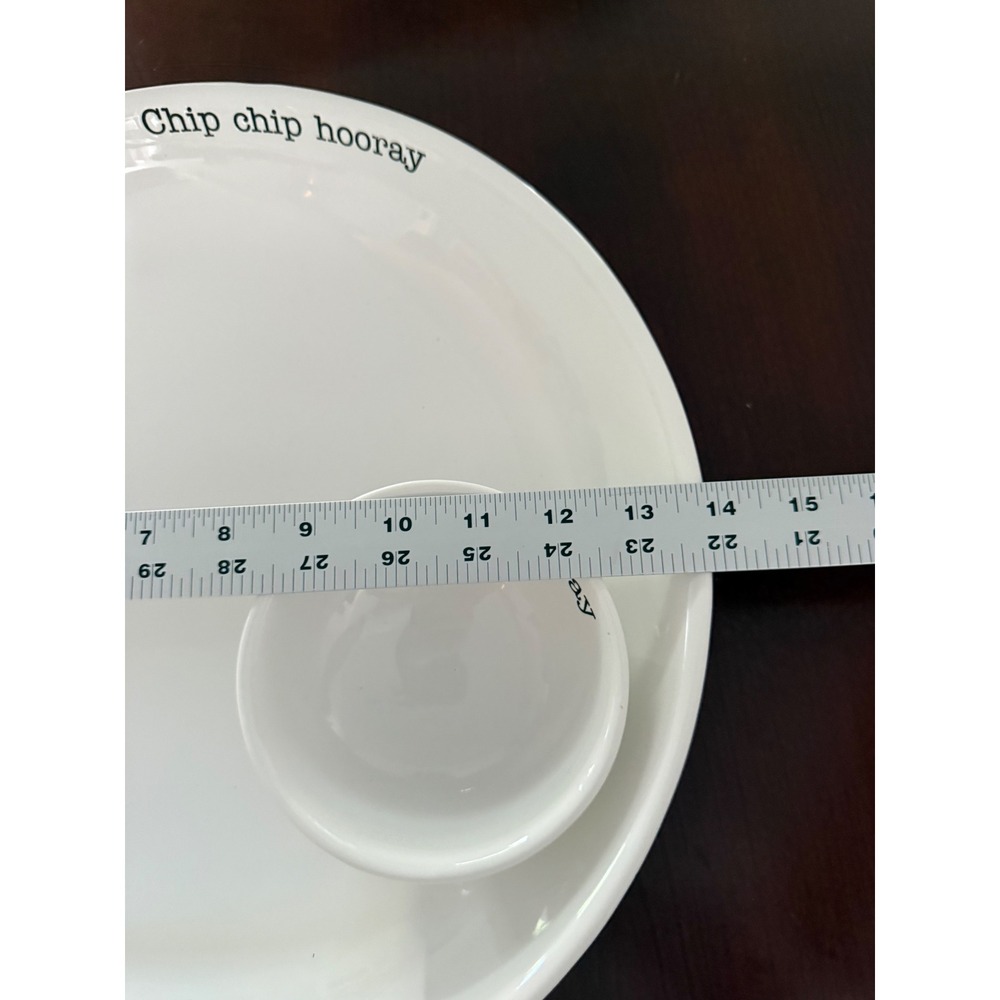 Mud Pie CHIP CHIP HOORAY - DIP DIP HOORAY 14" Large Round Bowl Serving Platter - Picture 4 of 5